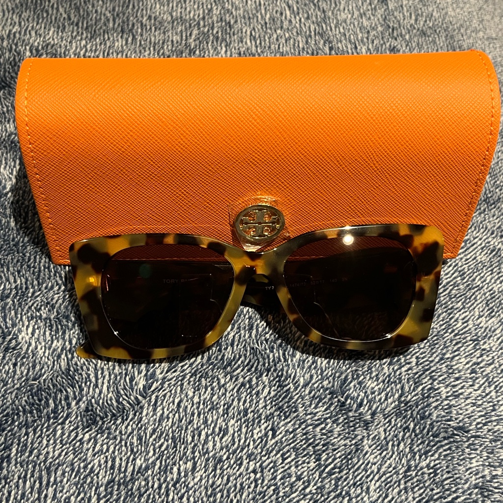 Tory Burch Tortoise Sunglasses With Orange Case